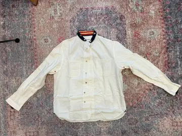 NATIC MARINE UNIFORM 밴드 카라 화이트 셔츠 L 일본제