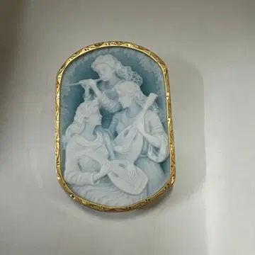 작가 작품 K18 마노 카메오 브로치 펜던트