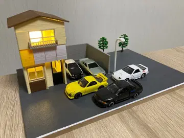 [오리지널 상품 조명 포함] 1/64 자동차 차고 디오라마