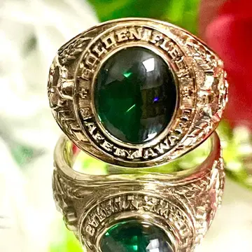 [ 약 23호 ] 그린 밀리터리 반지 카보숑컷 반지 10K 인장 반지