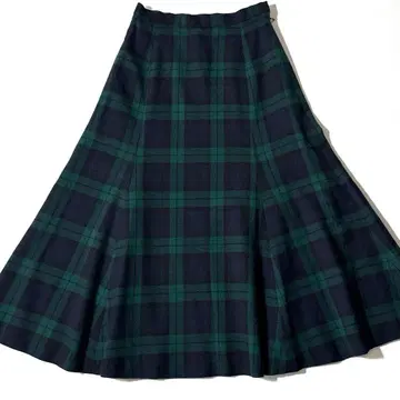 요크랜드 플레어 스커트 체크 7ar 그린 울 체크 상회