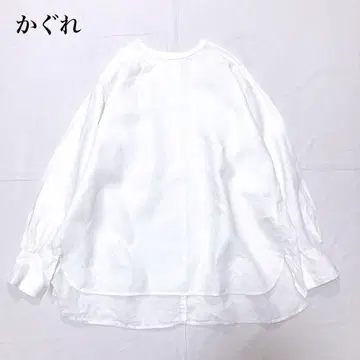 [봄 시즌 새상품급] kagure 카구레 린넨 크루넥 풀오버 셔츠 긴팔