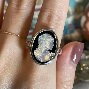 핸드메이드 실버 925 실버 반지 쉘 카메오