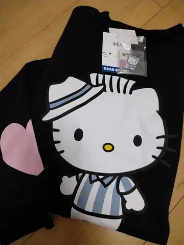 남성용 M~L 다니엘 군 트레이닝복 맨투맨 키티 키링 포함 블랙