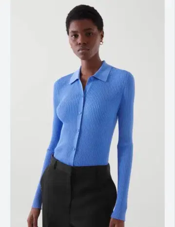 COS 슬림핏 리브 가디건 코스 리브 니트 니트 셔츠