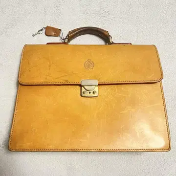 레어 노포 고급 FIVE WOODS 천연 가죽 브리프 케이스 R-8646