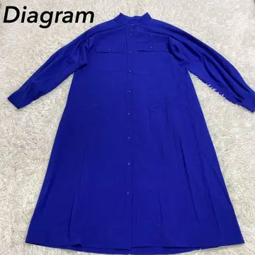 Diagram A라인 오버 사이즈 노카라 셔츠 원피스 S사이즈