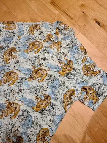 KAMEHAMEHA HAWAII 레이온 호랑이 아로하 셔츠 USA제