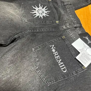 [택 포함 새상품] NoREMID 다크 그레이 와이드 레그 데님 S