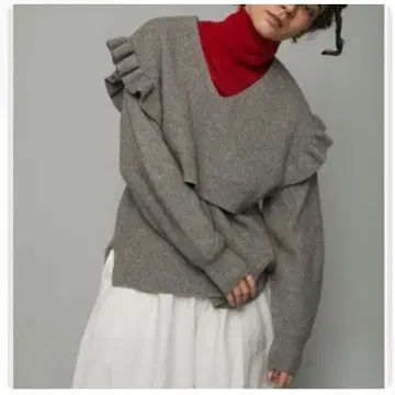 HeRIN.CYE 그레이 V넥 리브 니트 베스트 3way