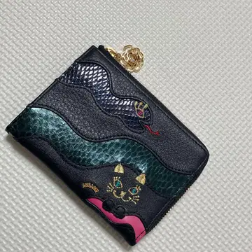 미사용 ANNA SUI 안나수이 가죽 접이식 지갑 블랙