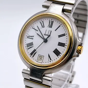 작동 던힐 밀레니엄 손목시계 데이트 화이트 로만 금 은 화이트