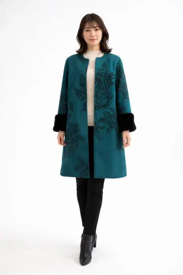 RINASCIMENTO 리나시멘토 코트 S 이탈리아제 꽃무늬 퍼 소매