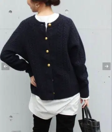 FRAMeWORK 프레임워크 아란 등 파임 풀오버 네이비