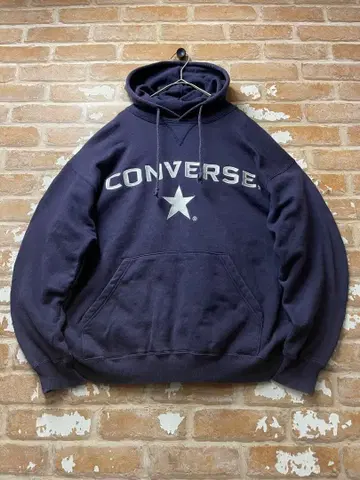 90s converse 컨버스 후드티 자수 네이비 페이드 y2k