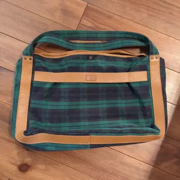 TIDEWAY 천연 가죽 x 체크 그린 빅 토트백