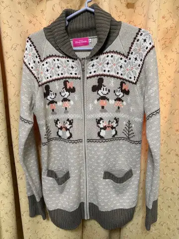 미키, 미니 패턴, 코위찬 니트 스웨터 L 사이즈 USED