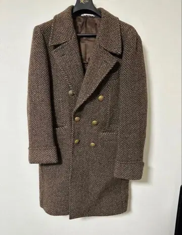 Finamore 헤링본 더블 브레스티드 코트