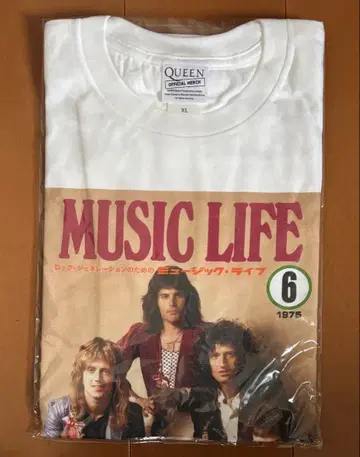 QUEEN Music Life 커버 화이트 XL 티셔츠