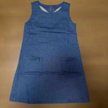 핸드메이드 데님 오버롤 스커트 리본