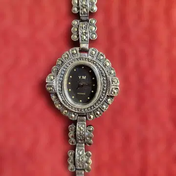 앤티크 실버925 마카사이트 여성용 손목시계