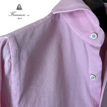 스테디셀러/Finamore/코튼 와플 셔츠/핑크