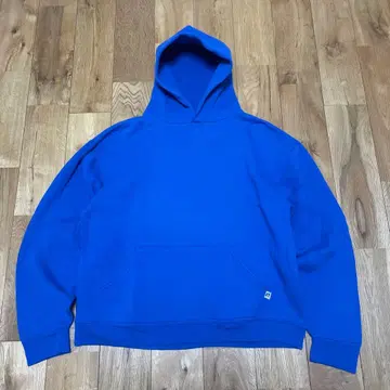 00s 러셀 무지 후드 맨투맨 빈티지 짧은 기장 USA 블루