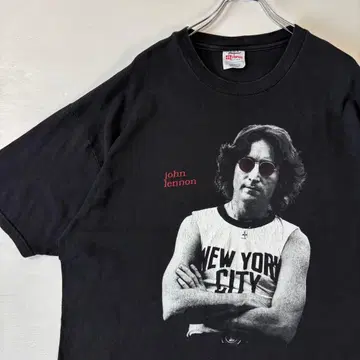 USA제 존 레논 T셔츠 블랙 XL 사이즈 구제 의류 비틀즈