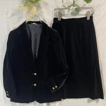 버블 레트로 셋업 고급 벨벳 일본제 90s 빈티지 블랙