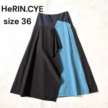 HeRIN.CYE 비대칭 밑단 스커트 바이컬러