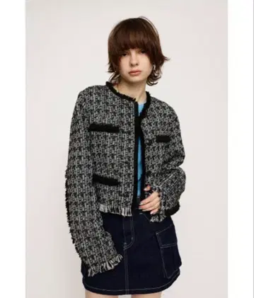SLY 프링지 트위드 쇼트 자켓