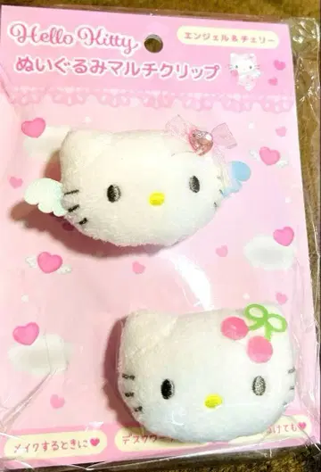 헬로키티 엔젤&체리 봉제 인형 멀티 클립 2개 세트 레어