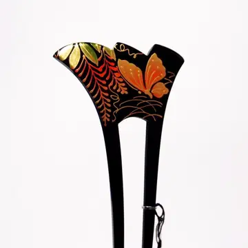 비녀 칸자시 흑칠 수제작 등나무 나비 [오하라 상점 꽃 책갈피]