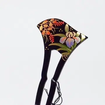 비녀 검은 칠 수제작 꽃창포, 싸리 [오하라 상점 꽃 책갈피]