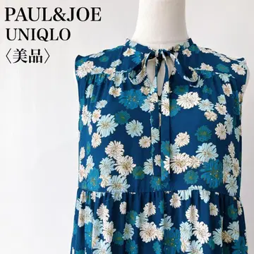 [새상품급] 폴앤조 유니클로 티어드 슬리브리스 롱 원피스 네이비