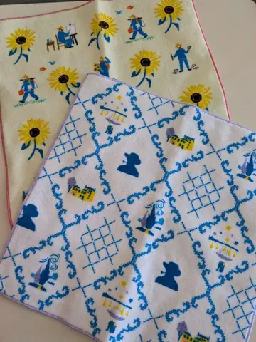 고흐전 타월 손수건 빈티지 색연필 2개 세트