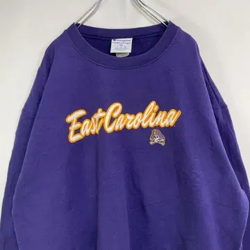 챔피온 이스트 캐롤라이나 팀 로고 자수 퍼플 맨투맨