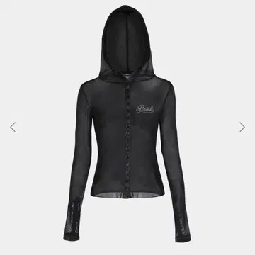 BADBLOOD 브리즈 버튼 후드 가디건 시스루