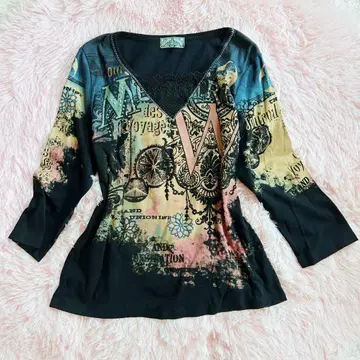 y2k 그런지 skinny minnie 긴팔 티셔츠 큐빅 블랙