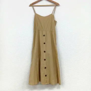 베이지 버튼 슬립 드레스 M 사이즈
