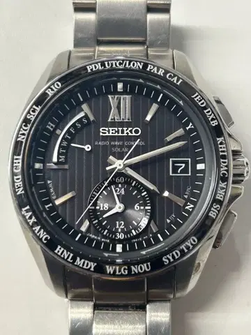 SEIKO 세이코 브라이츠 블랙 다이얼 솔라 손목시계 8B54-0AW0