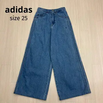 아디다스 데님 쓰리 스트라이프 와이드 팬츠 25