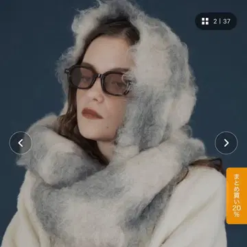 Mili affinity 바이컬러 체크 무늬 머플러 그레이 계열