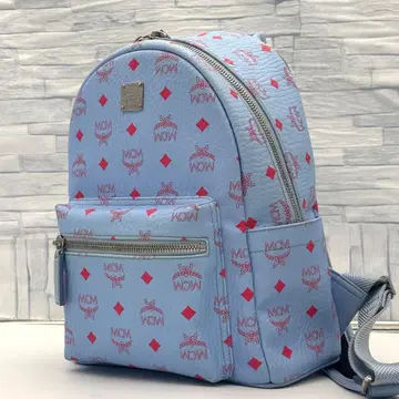 레어 컬러 새상품급 MCM 백팩 실버 금장 장식 대용량