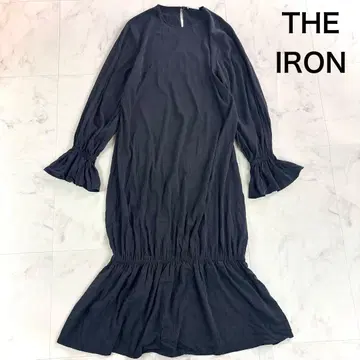 THE IRON 다리미 롱 원피스 개더 플레어 블랙 M 봄