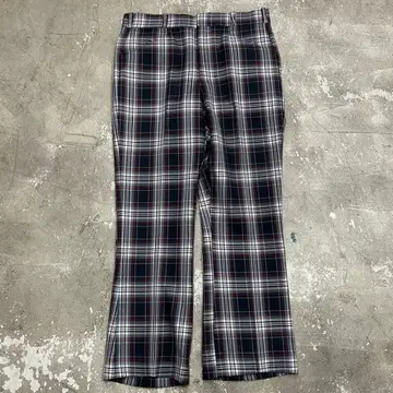 70s~80s 슬랙스 플레어 팬츠 체크 무늬 팬츠 구제 의류 빈티지