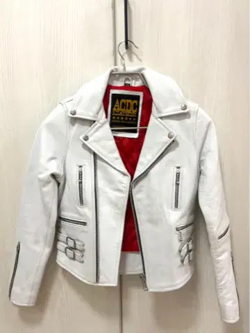 ACDC 라이더 자켓 더블 천연 가죽 화이트