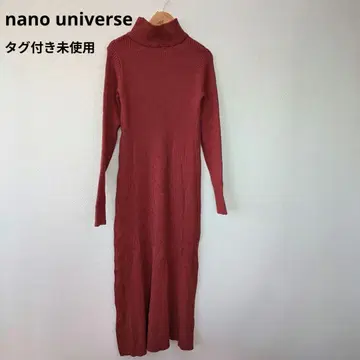 [택 포함 새상품] 나노 유니버스 터틀 플레어 리브 니트 원피스 벽돌 F