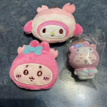 치이카와 산리오 콜라보 시크릿 헤어 클립 플로키 마스코트 참