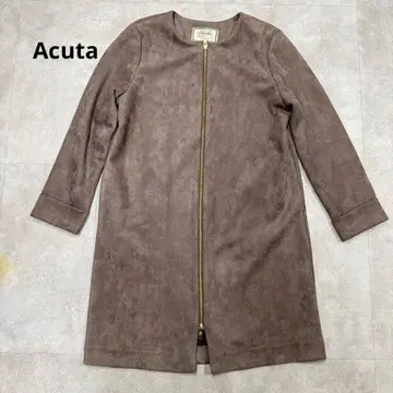 Acuta 아쿠타 페이크 스웨이드 노카라 코트 그레이지 F 사이즈